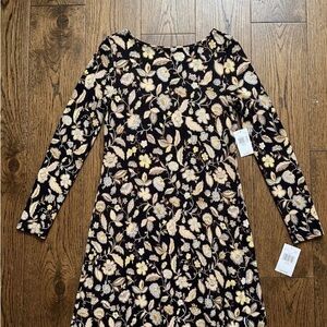 Old Navy Black Floral Long-Sleeve A-Line Dress